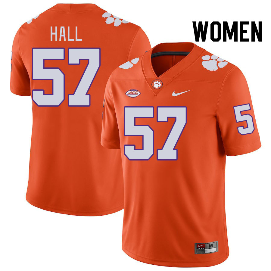 Women #57 Jackson Hall Clemson Tigers College Football Jerseys Stitched-Orange